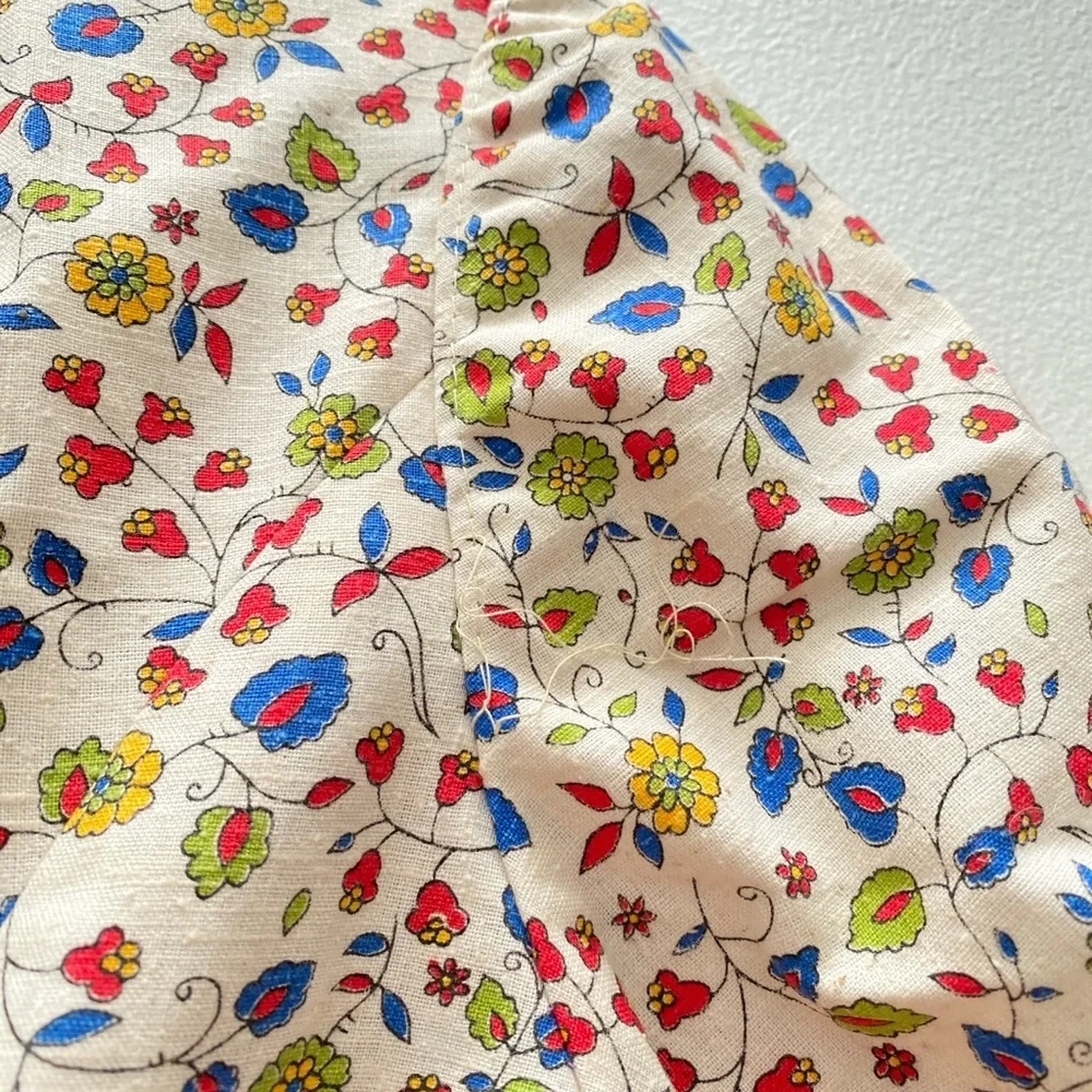 Vintage - 1970’s Handmade Cream Cotton Floral Day Dress - Picture 9 of 9
